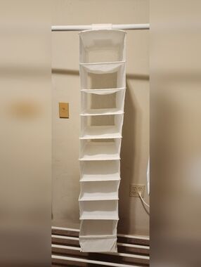 White Hanging Closet Organizer - 10 Shelf Vertical Storage